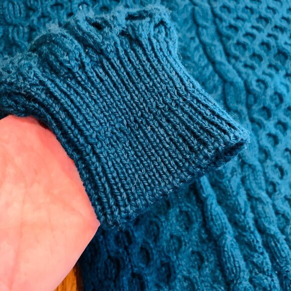 Country Knitwear Irish Wool Sweater Cable Knit Large Green Made In Ireland - Picture 4 of 16